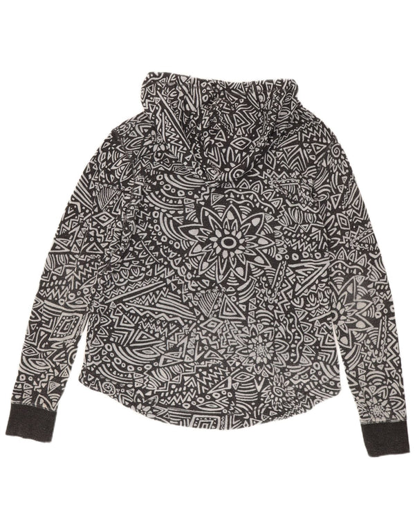 Maglione con cappuccio e zip da donna BILLABONG UK 14 cotone Fair Isle nero medio