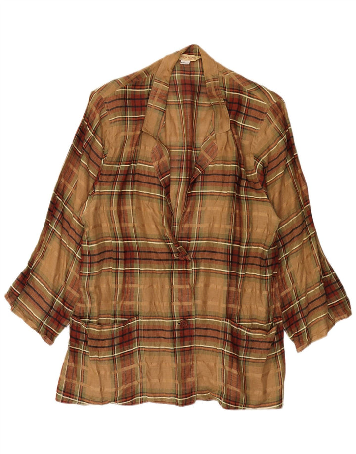 Giacca blazer da donna a 2 bottoni Marina Rinaldi taglia 25 grande quadretto marrone