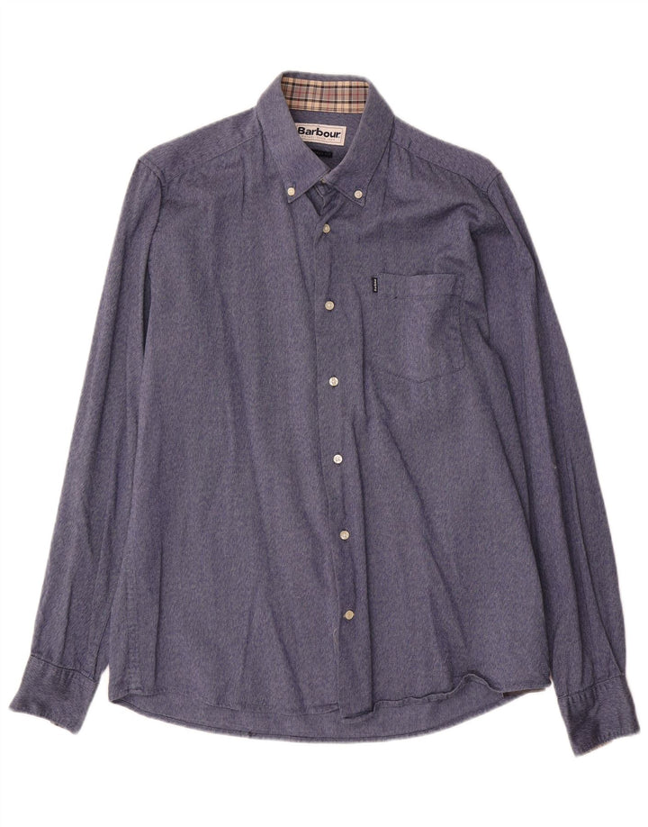 Camicia Barbour da uomo su misura in cotone blu medio