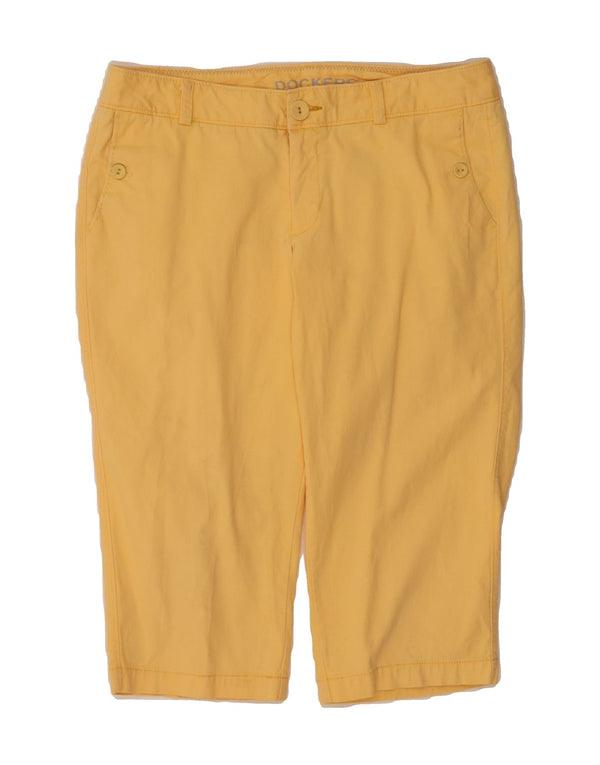 DOCKERS Womens Straight Capri Trousers US 12 Large W32 L18 Yellow Cotton