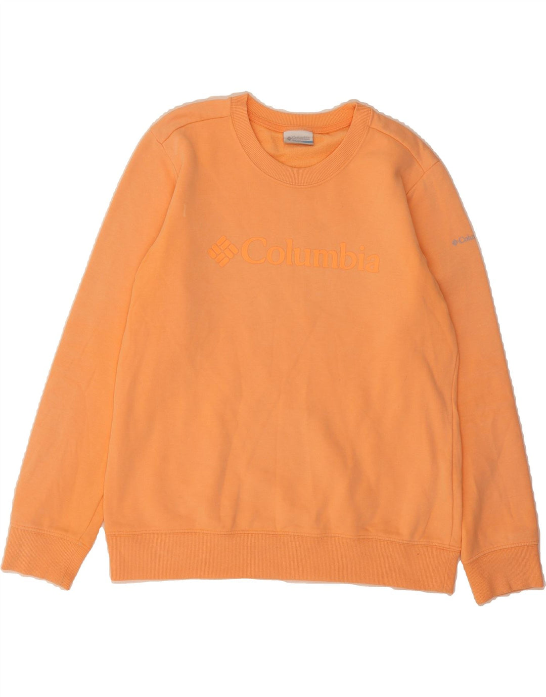 COLUMBIA Womens Graphic Sweatshirt Jumper UK 14 Medium Orange Cotton Vintage Columbia and Second-Hand Columbia from Messina Hembry 