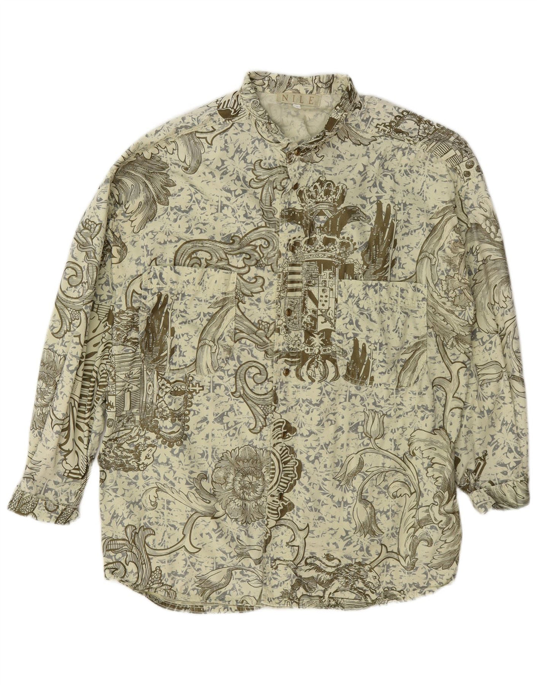 Camicia vintage da uomo grande in cotone Paisley verde