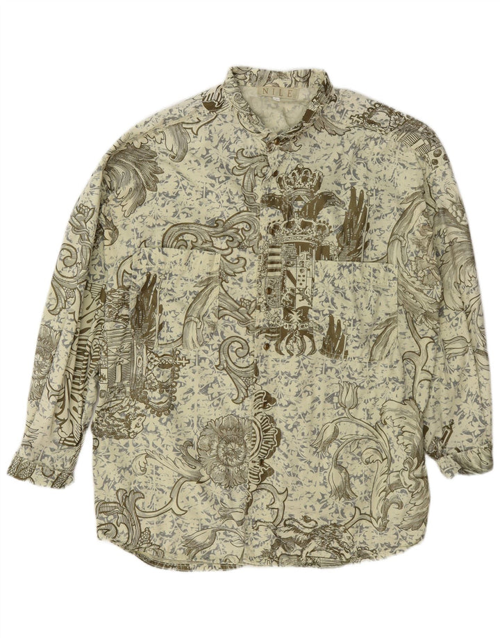 Camicia vintage da uomo grande in cotone Paisley verde