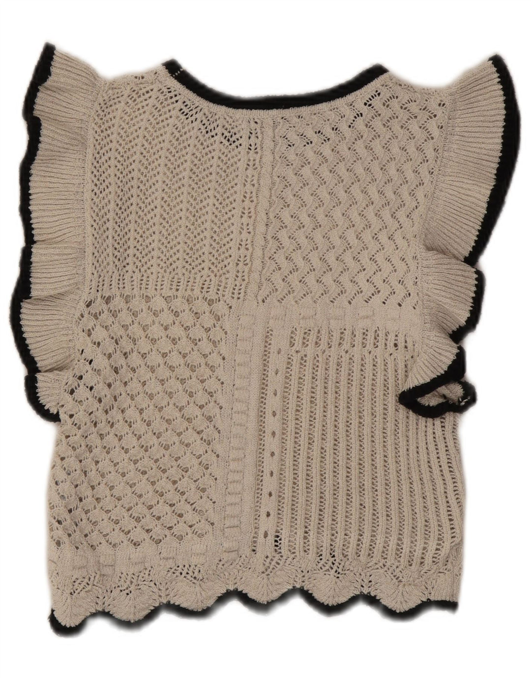 Top Zara da donna in maglia corta in maglia UK 12 Cotone beige medio