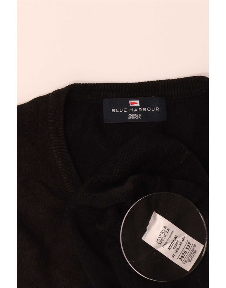Maglione maglione con scollo a V Marks & Spencer da uomo blu medio nero
