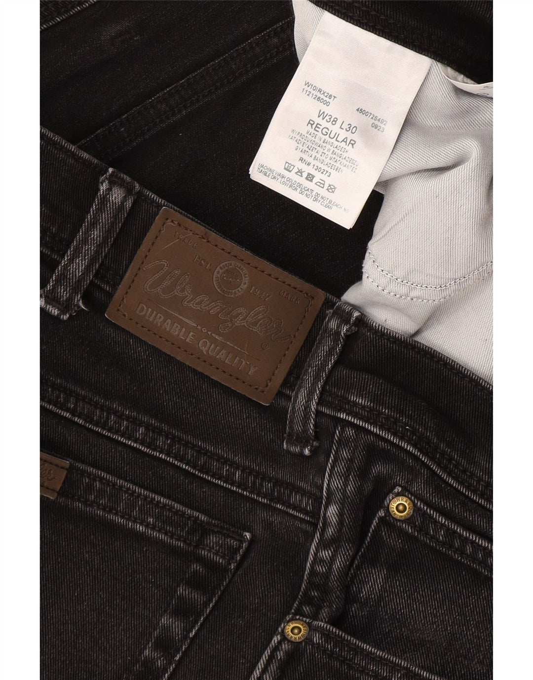 Jeans dritti da uomo Wrangler W38 L27 cotone nero
