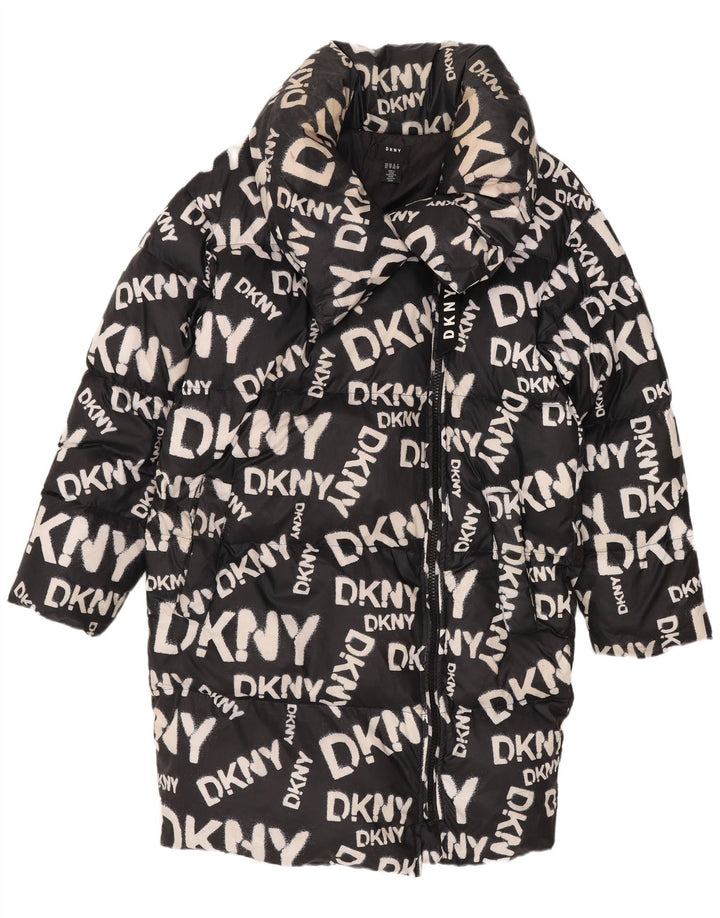Cappotto imbottito oversize con grafica da donna Dkny UK 6 XS nylon nero