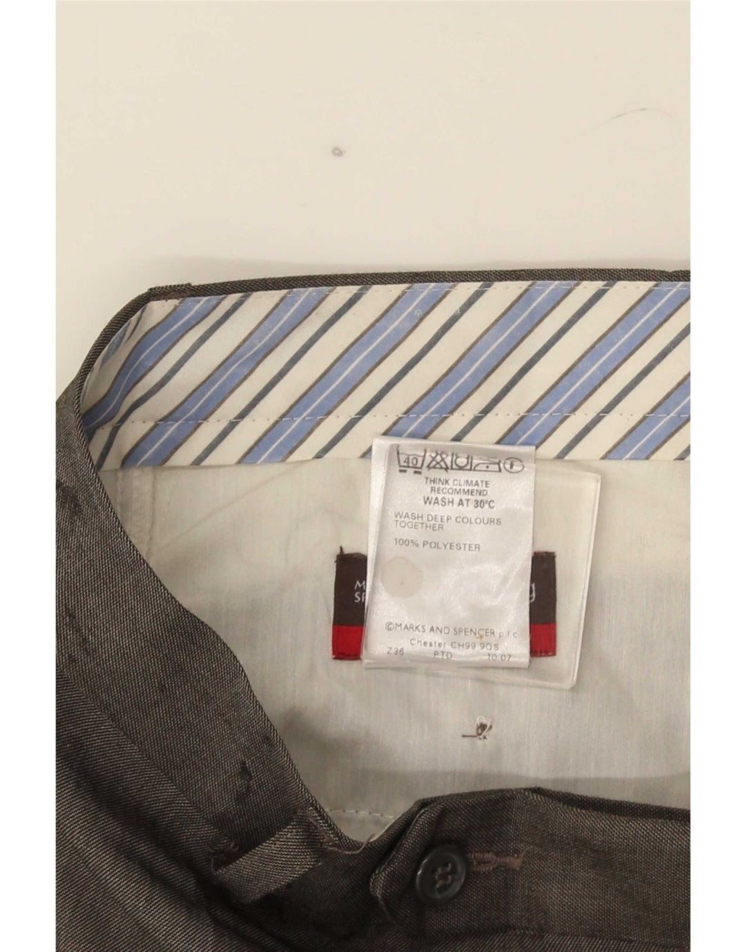 Pantaloni da abito dritti da uomo Marks & Spencer W34 L29 poliestere grigio