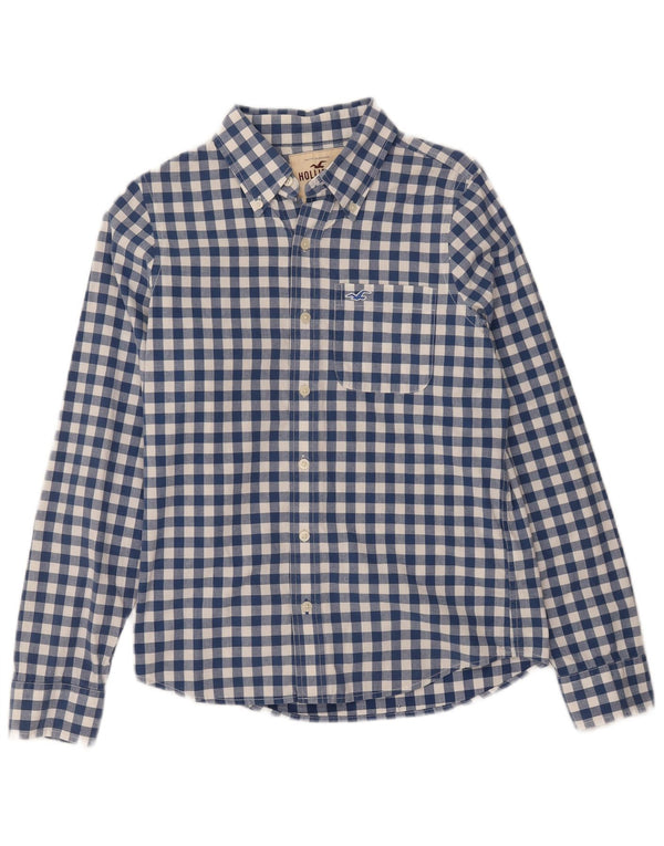 Camicia da uomo HOLLISTER piccola in cotone a quadretti blu navy