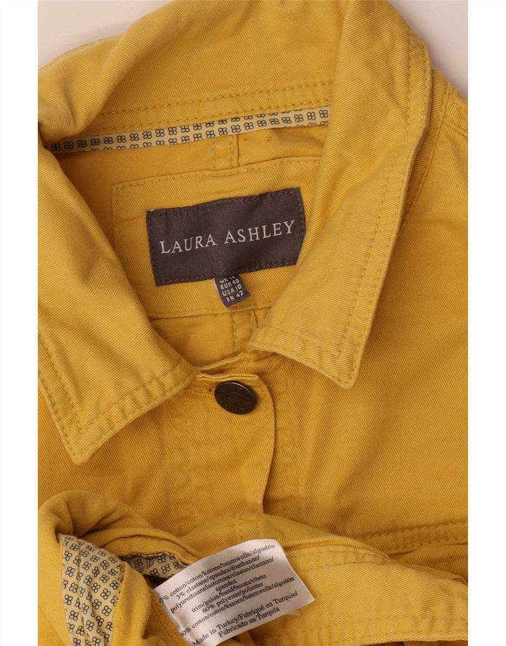 Giacca di jeans oversize corta da donna Laura Ashley UK 14 grande cotone giallo
