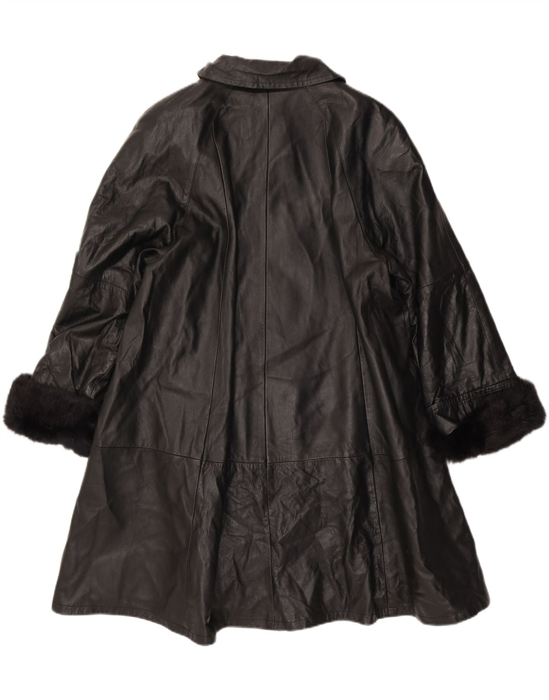 Cappotto in pelle vintage da donna IT 46 grande nero