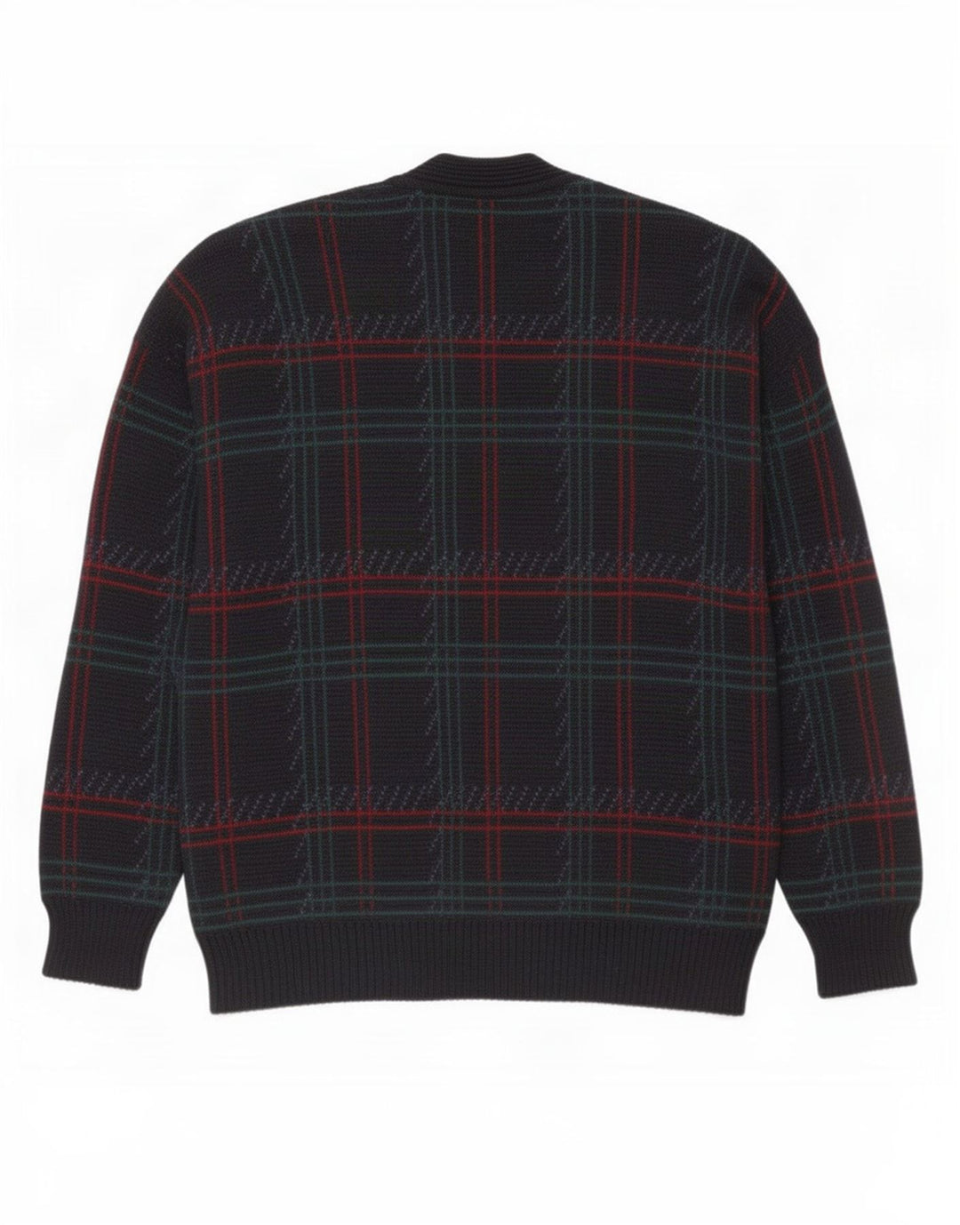 Maglione cardigan da uomo vintage a quadri grandi blu navy