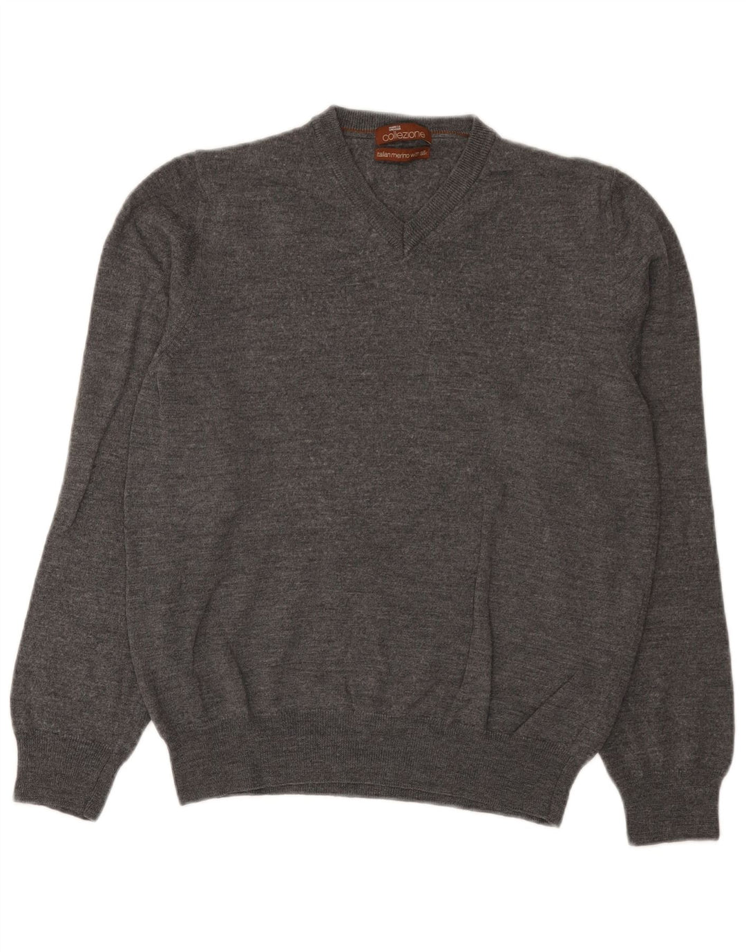 Maglione da uomo con scollo a V Marks & Spencer in lana merino grigio medio