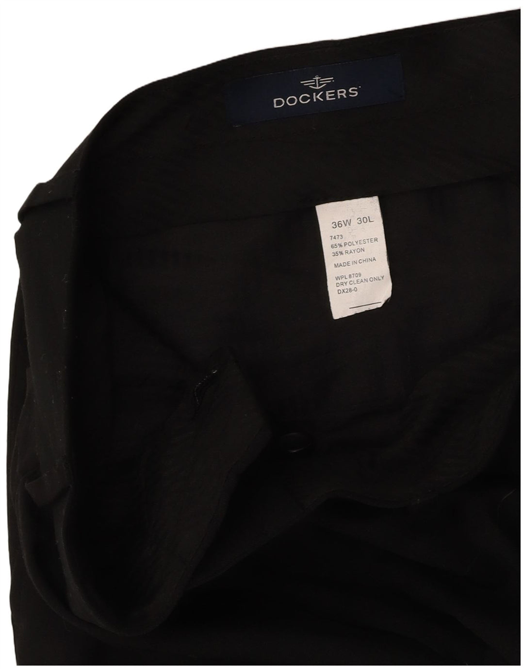 DOCKERS Pantaloni chino con pegging da uomo W36 L30 poliestere nero
