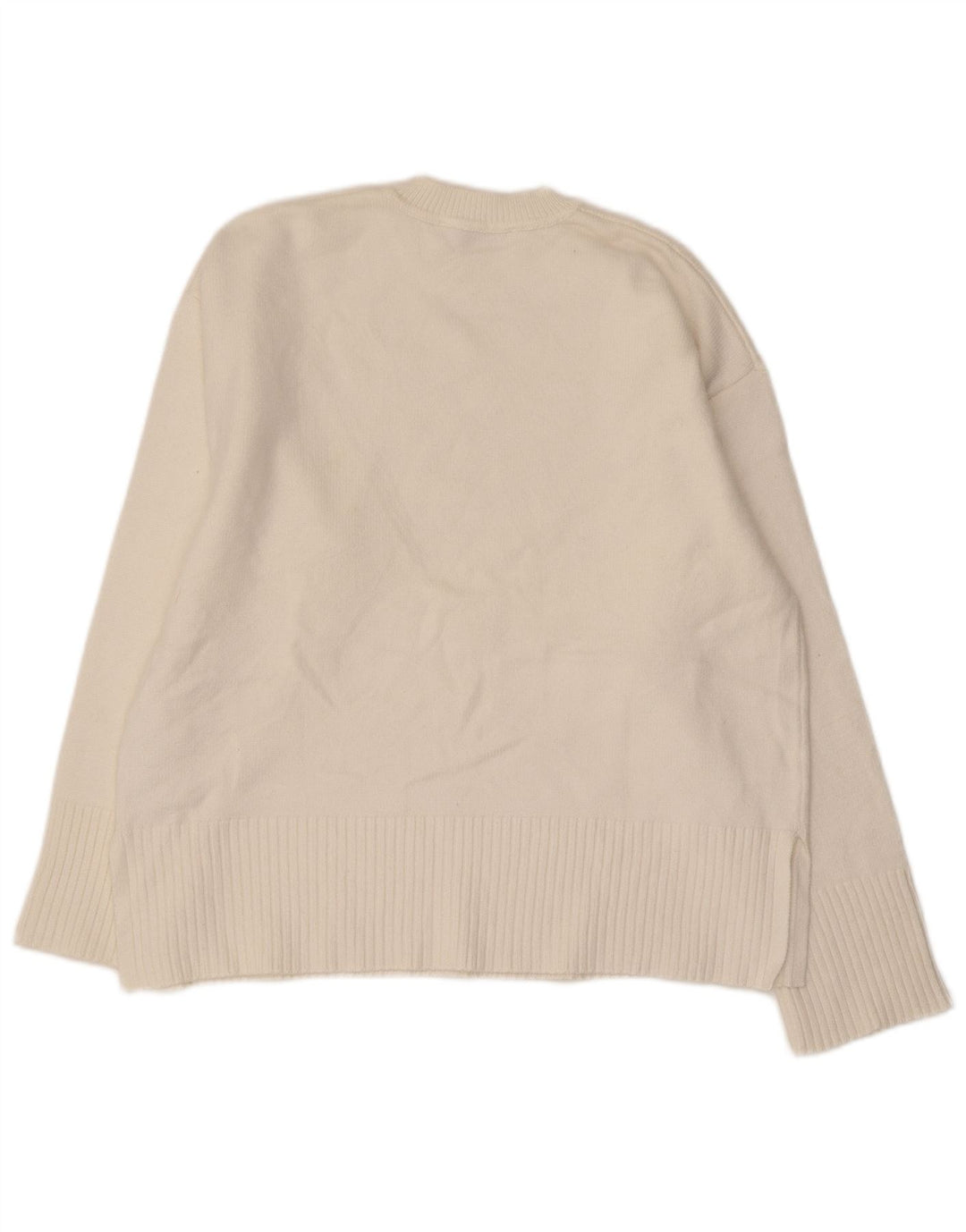 Maglione Girocollo Da Donna ZARA UK 14 Viscosa Bianca Media