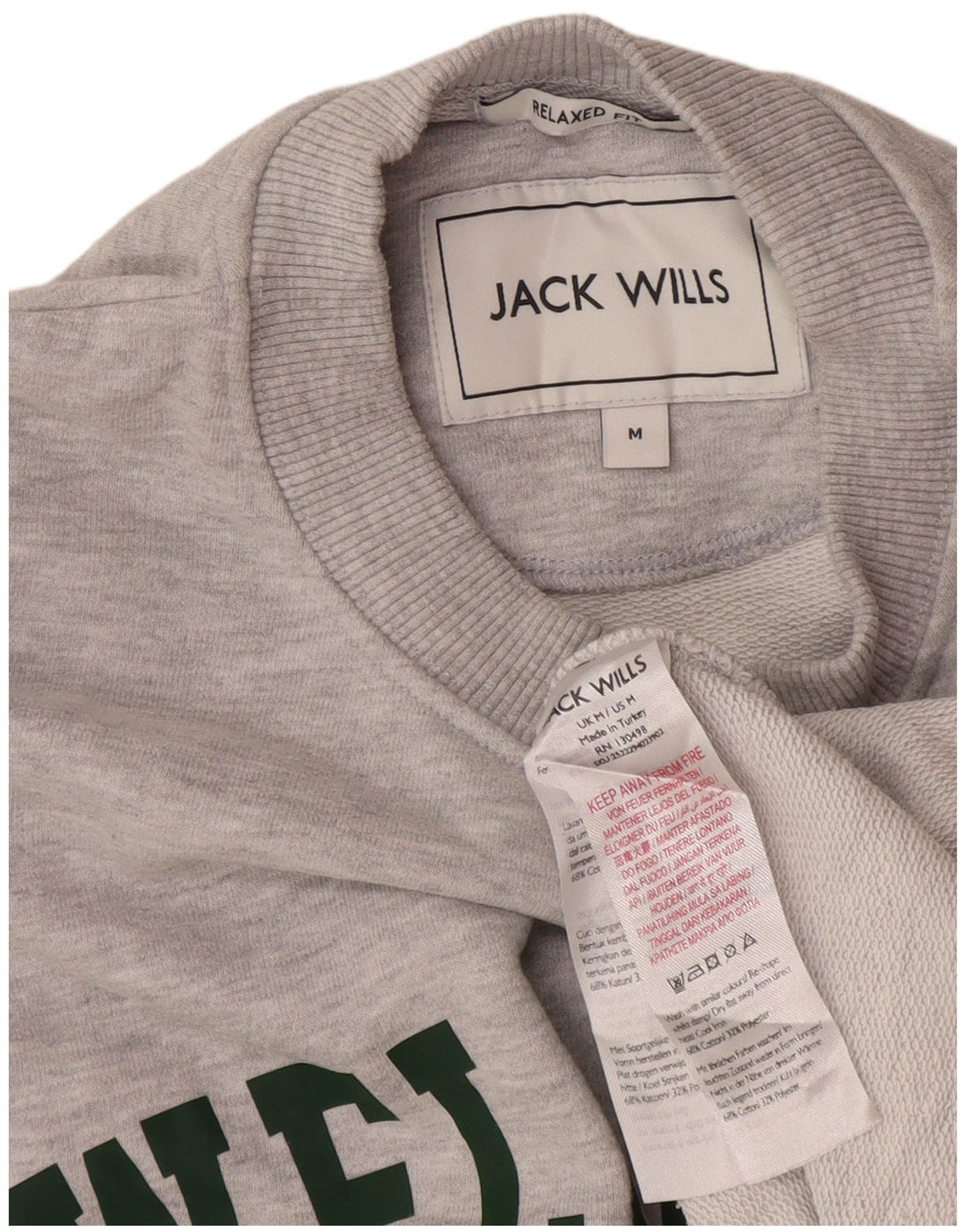 Felpa da uomo con vestibilità comoda grafica Jack Wills Maglione grigio medio chiazzato