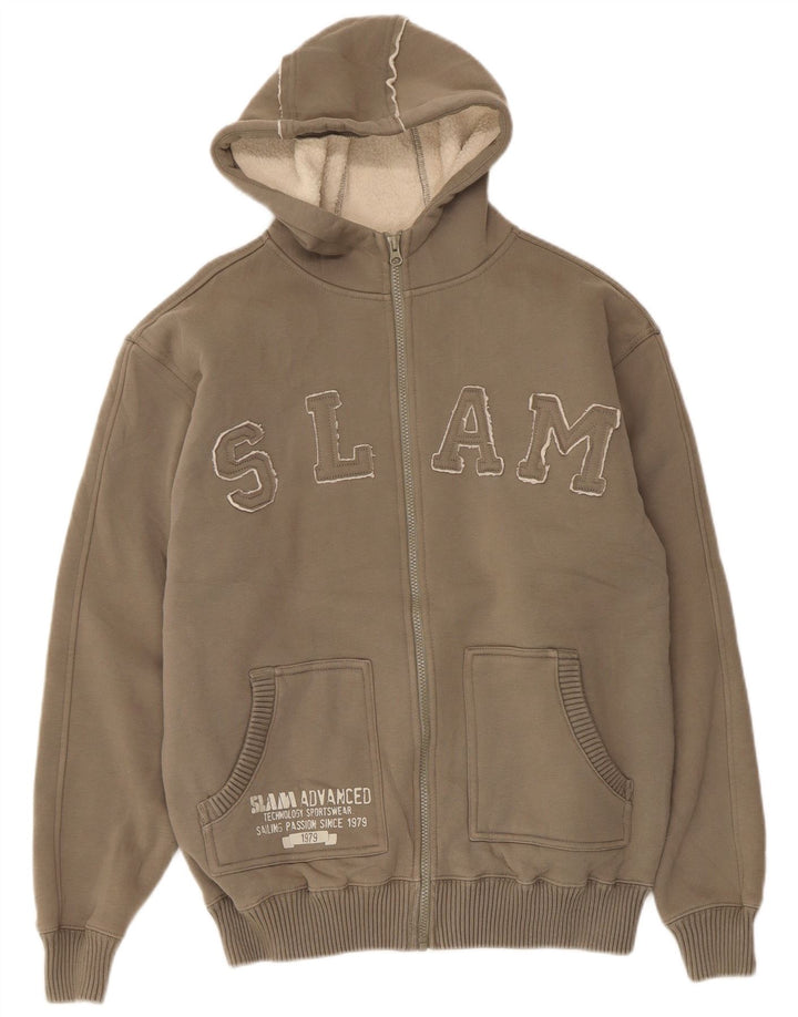 Felpa con cappuccio e zip Sherpa grafica da uomo Slam XL poliestere marrone