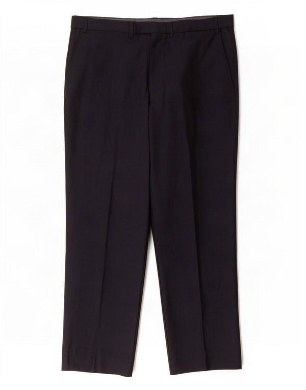 Pantaloni da abito dritti autografi da uomo Marks & Spencer W38 L35 blu navy