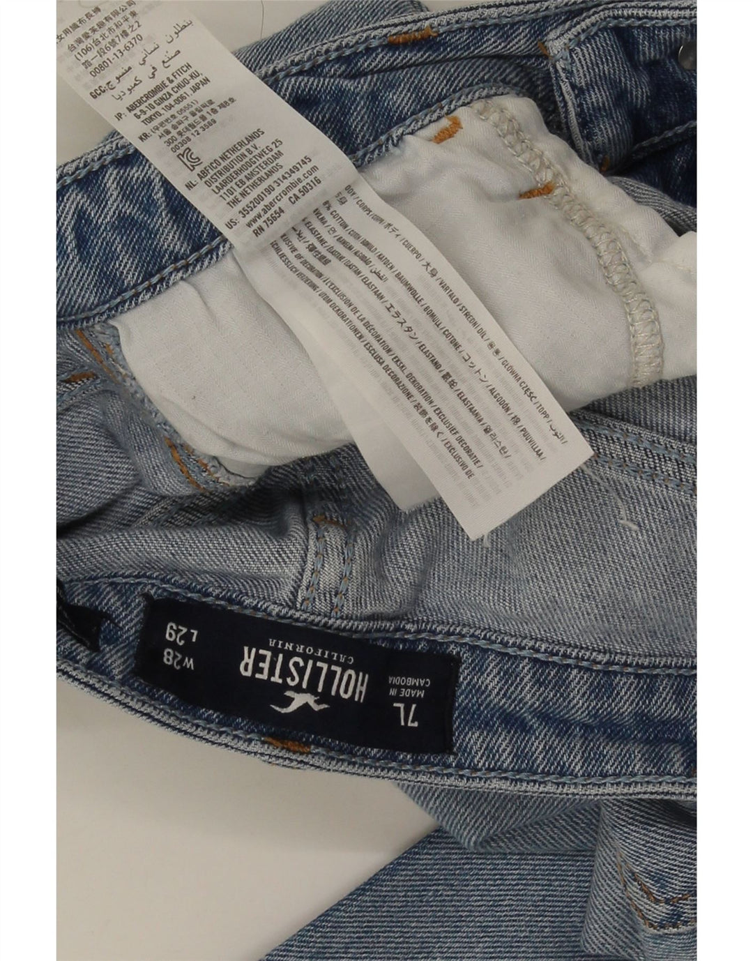 Jeans slim Hollister da donna US 7 medi W28 L29 cotone blu