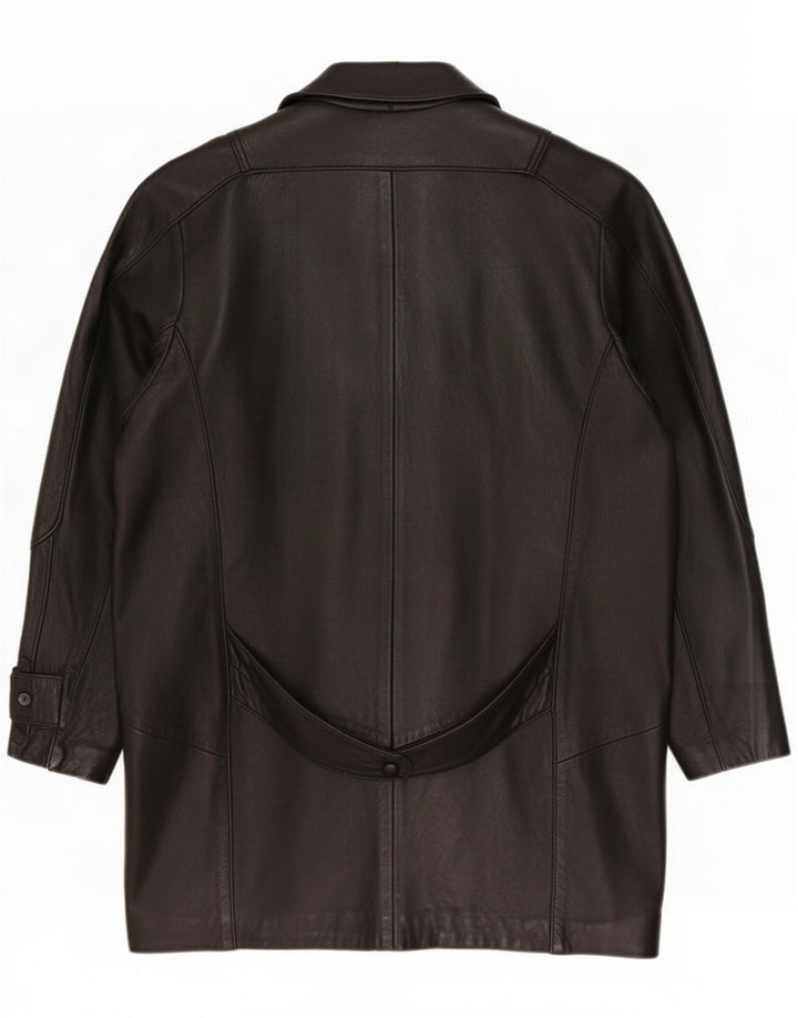 Cappotto oversize in pelle da donna vintage UK 10 piccolo Nero