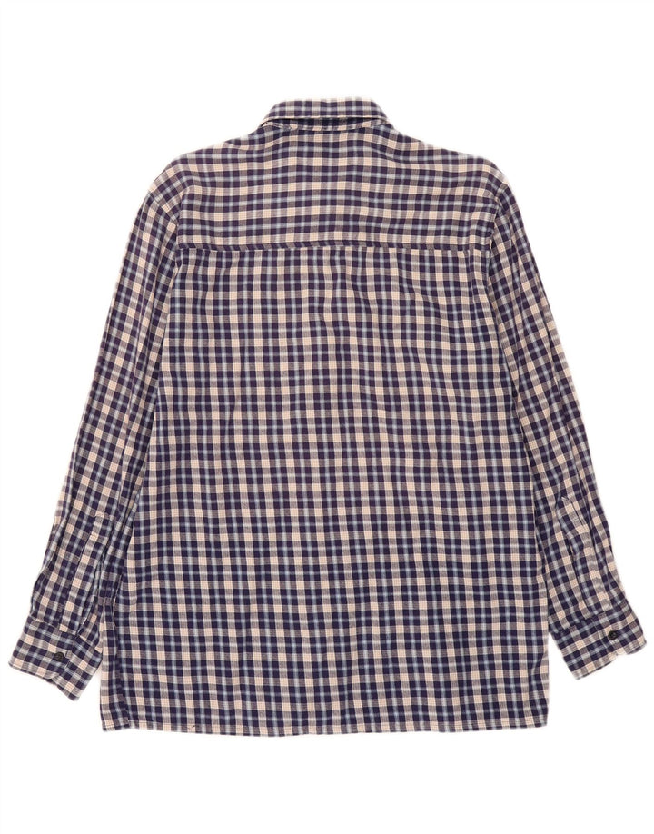 FOLLIE Camicia da uomo in flanella taglia 41/42 grande motivo a quadri blu