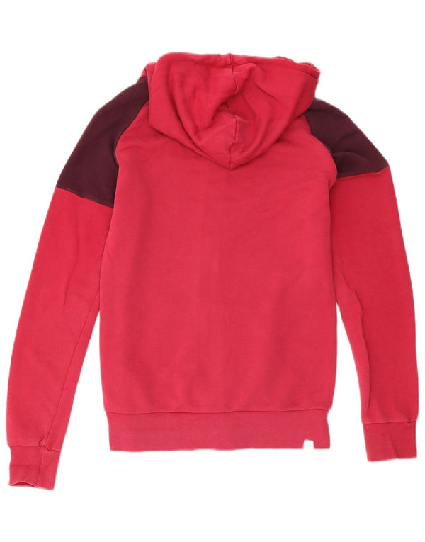 Felpa con cappuccio e zip da donna Puma UK 12 Cotone color block rosso medio