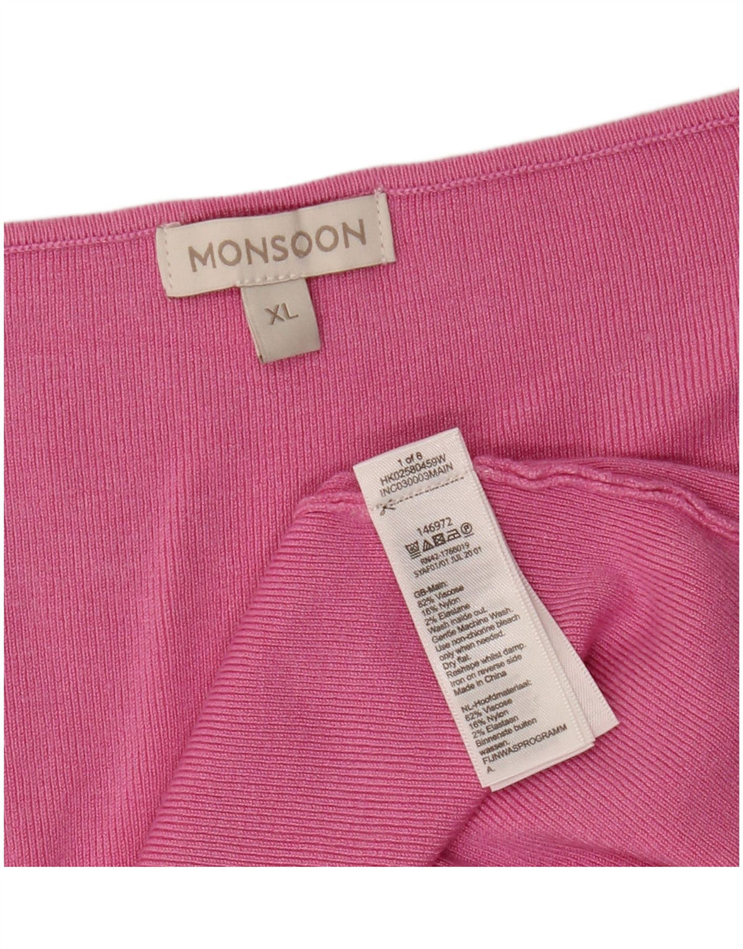 MONSOON Maglione da donna con scollo a V UK 18 XL Viscosa rosa