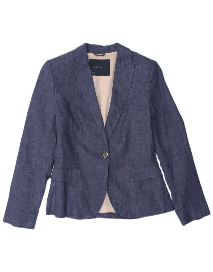 Giacca Blazer a 1 Bottone da Donna ZARA UK 10 Piccola Blu