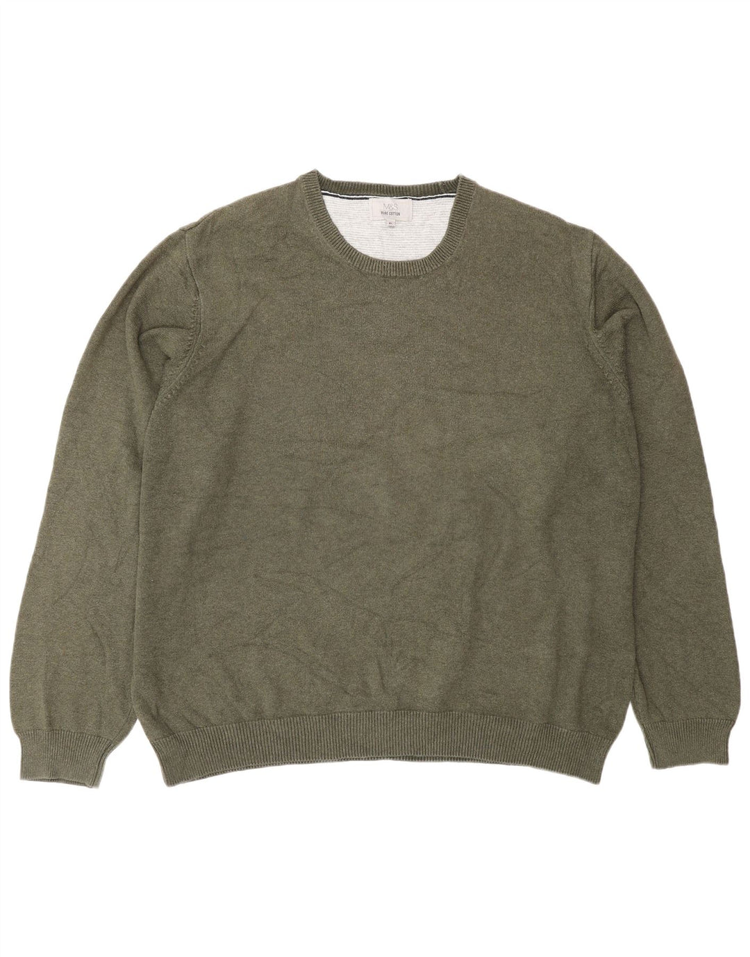 Maglione maglione girocollo da uomo Marks & Spencer XL cotone kaki
