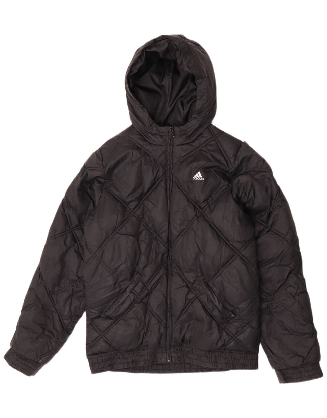 Giacca imbottita con cappuccio Adidas da ragazzo 15-16 anni in nylon nero