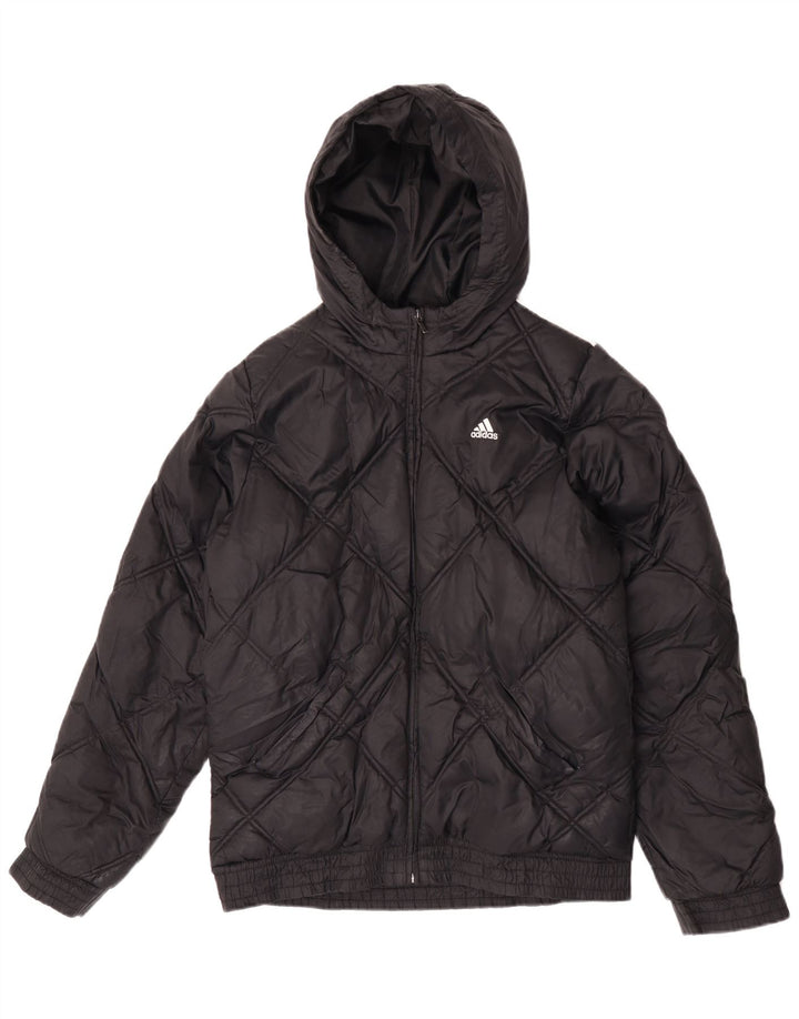 Giacca imbottita con cappuccio Adidas da ragazzo 15-16 anni in nylon nero