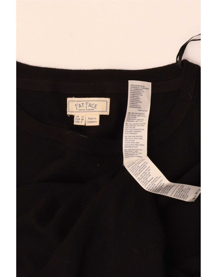Maglione maglione con scollo a barca da donna Fat Face UK 12 Poliestere nero medio