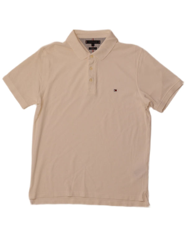 TOMMY HILFIGER Polo da uomo slim fit XL in cotone bianco sporco