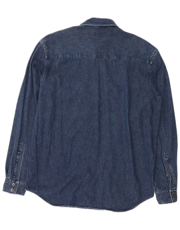 Camicia di jeans da uomo Sergio Tacchini in cotone blu navy medio