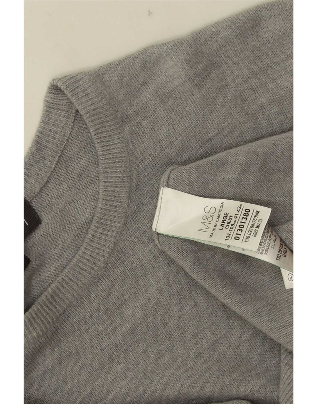 Maglione maglione girocollo da uomo Marks & Spencer grande acrilico grigio