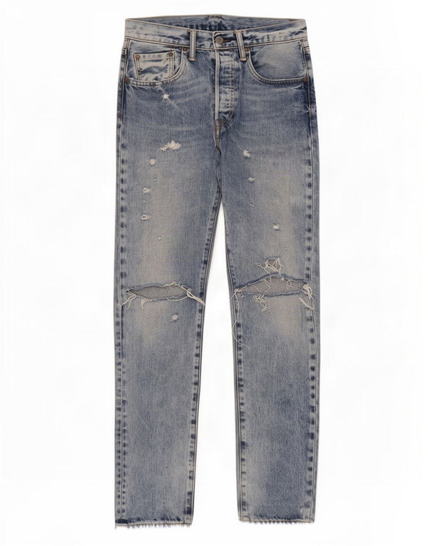 Levi's Uomo 501 Jeans affusolati effetto consumato W28 L32 cotone blu