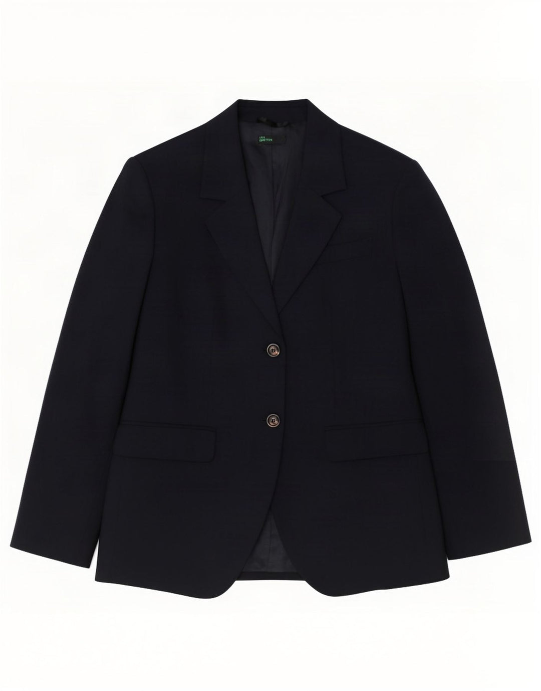 Giacca blazer da donna a 2 bottoni Benetton IT 46 Large blu navy in poliestere