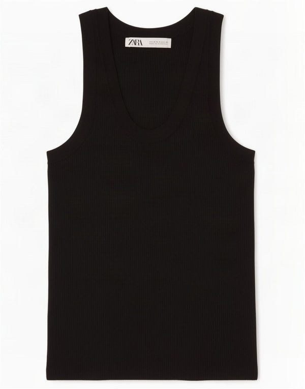 Zara Womens Vest Top UK 8 Small Black
