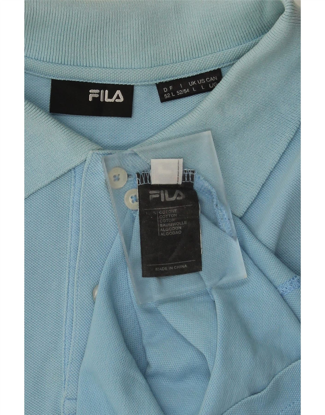 Polo da uomo a maniche lunghe Fila Large in cotone blu