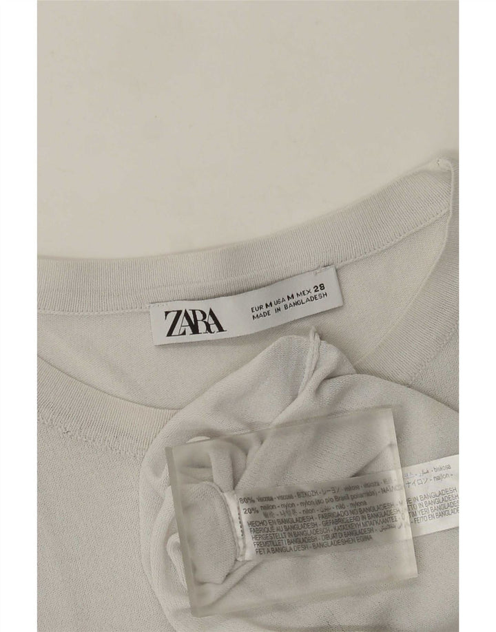Top Zara da donna a maniche lunghe UK 12 in viscosa grigio medio