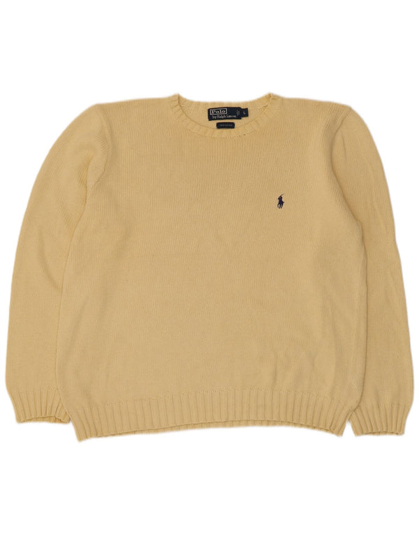 Maglione maglione girocollo da donna Polo Ralph Lauren UK 16 grande giallo