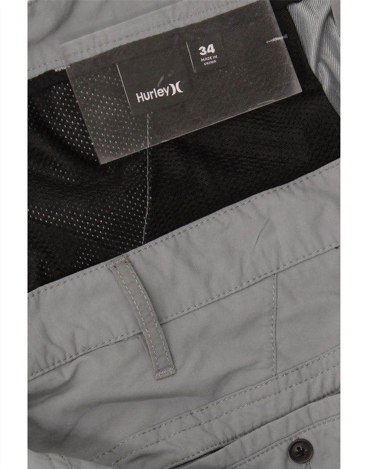 HURLEY Mens Chino Shorts W34 Large  Grey Nylon Vintage Hurley and Second-Hand Hurley from Messina Hembry 