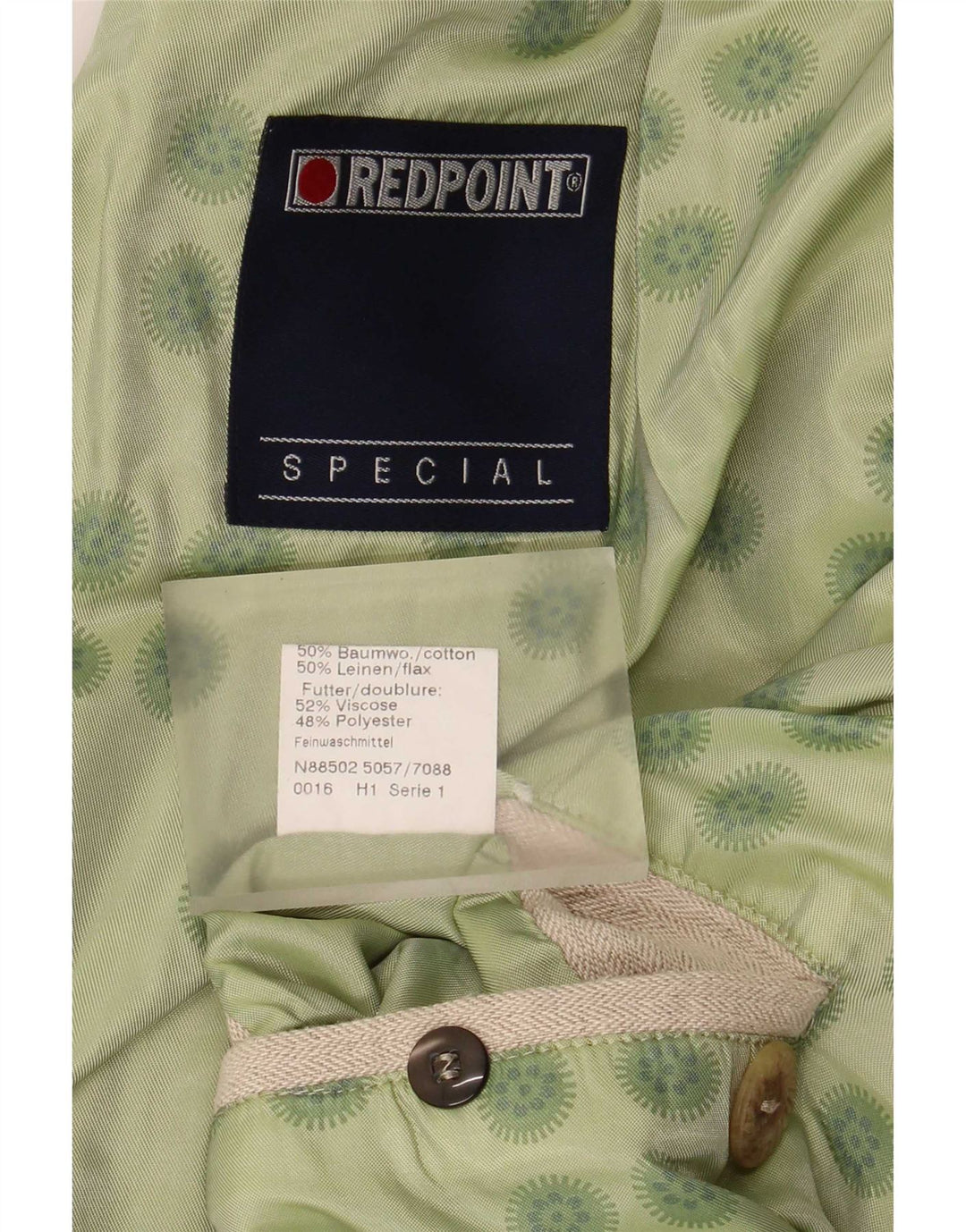 Giacca blazer da uomo a 3 bottoni Redpoint IT 48 Cotone a spina di pesce beige medio