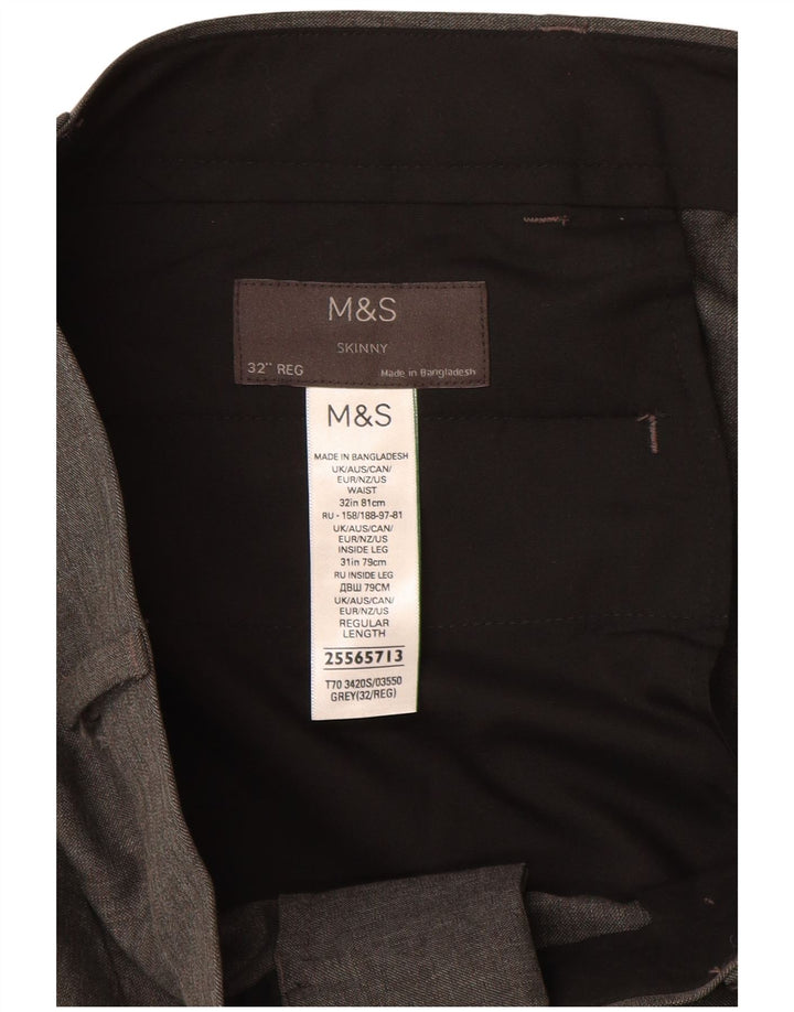 Pantaloni casual skinny da uomo Marks & Spencer W32 L31 poliestere grigio