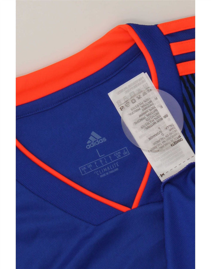 T-shirt grafica Adidas Climalite da uomo, grande, in poliestere geometrico blu