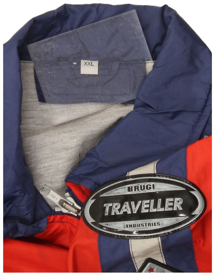 BRUGI Womens Windbreaker Jacket UK 20 2XL Blue Colourblock Polyamide
