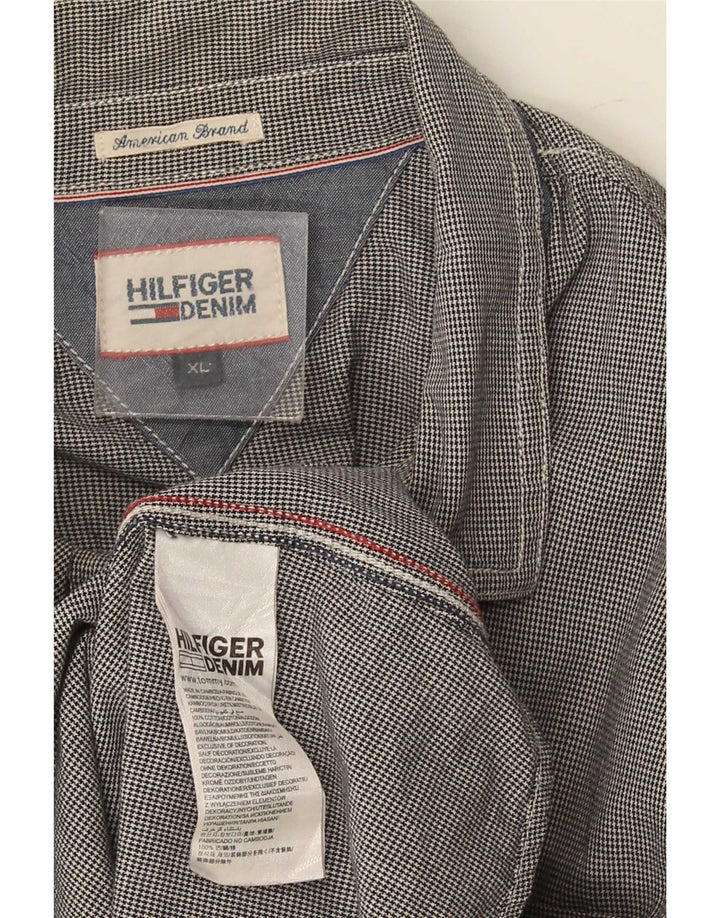 Camicia da uomo Tommy Hilfiger XL in cotone pied de poule blu navy