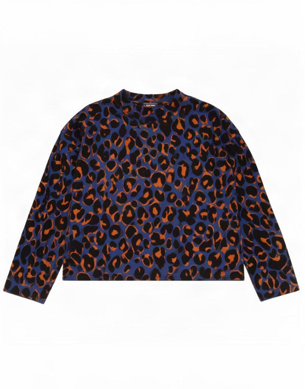 Top corto da donna Zara con maniche a 3/4 UK 14, cotone con stampa animalier blu medio