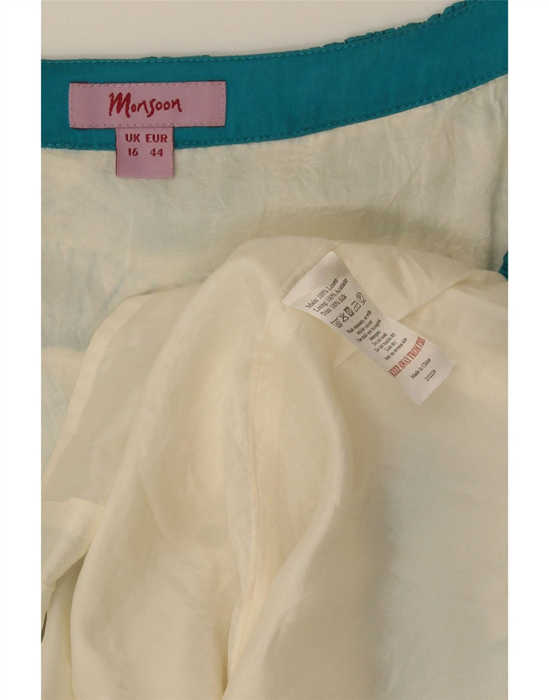 Abito a trapezio da donna con motivo astratto Monsoon UK 16 grande bianco sporco