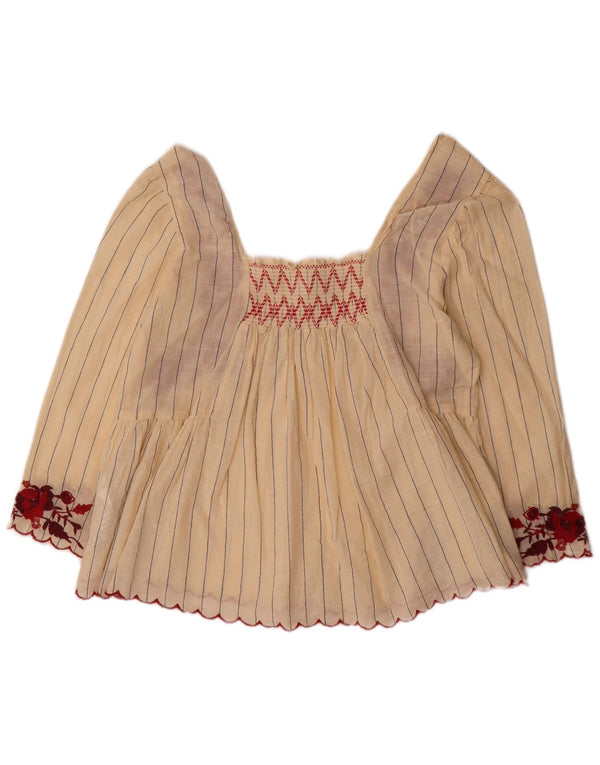 Top Zara da donna con maniche a 3/4, taglia UK 14, cotone floreale beige grande